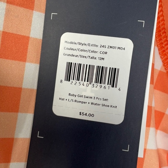 IZOD Gingham Print 3 Piece Rashguard Set - Baby Girl 12 Months - Picture 7 of 11